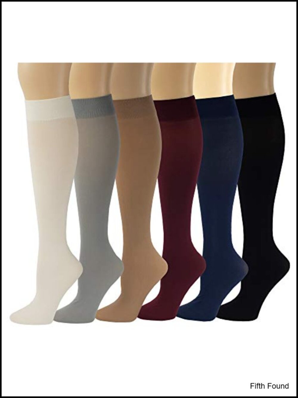 Opaque Stretchy Spandex Nylon Knee High Trouser Socks 6 Pairs